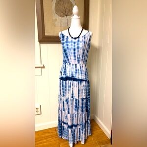 NWT Blue and White Tye Dye Maxi Dress Size S